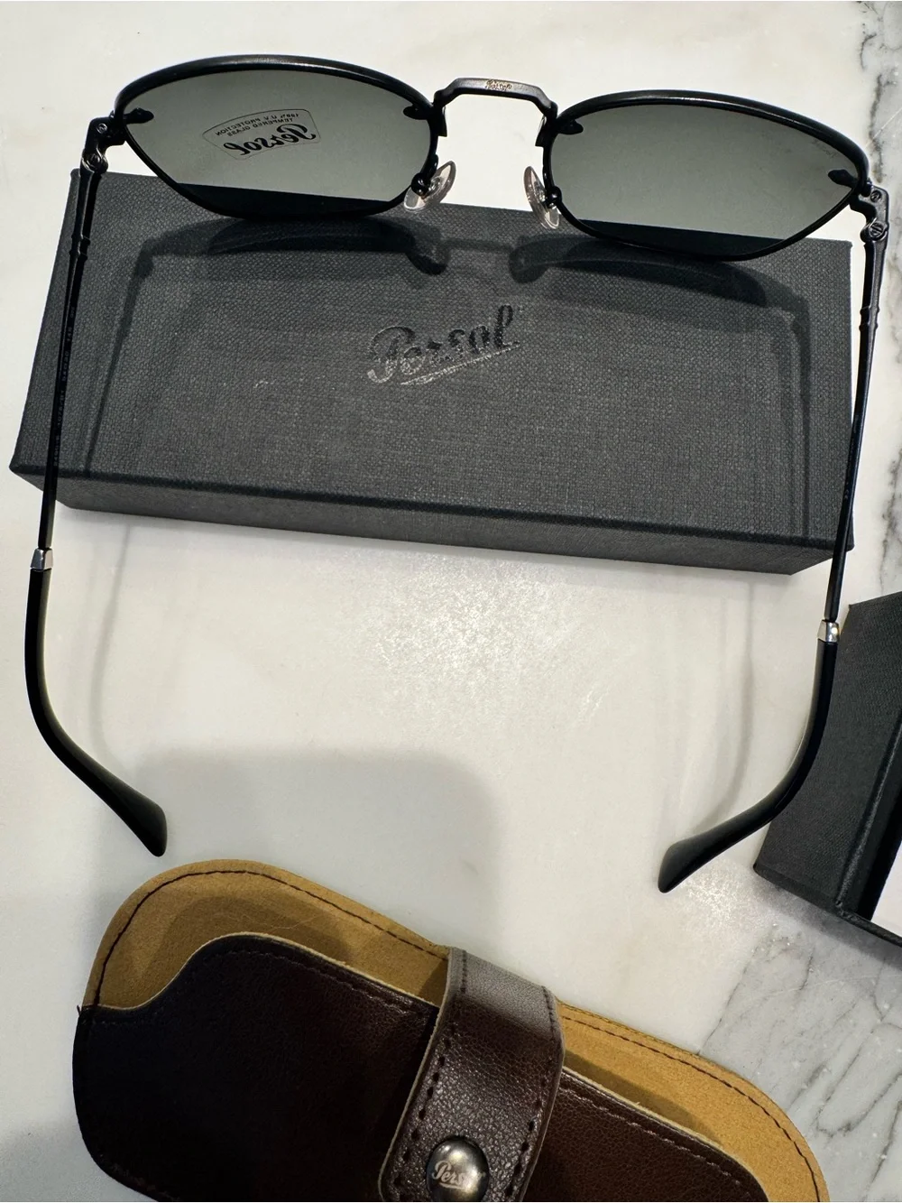 NIB Persol 2490S Black Metal Sunglasses